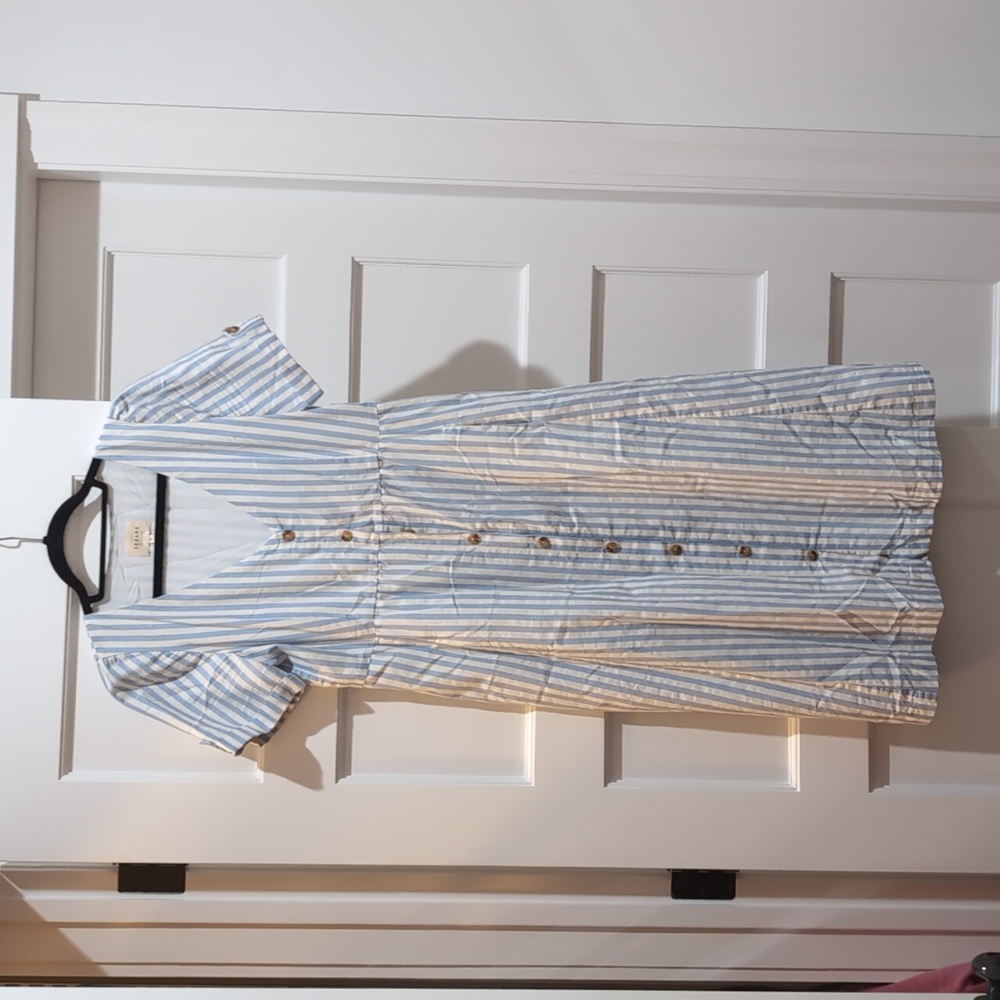 Sezane striped shirt dress